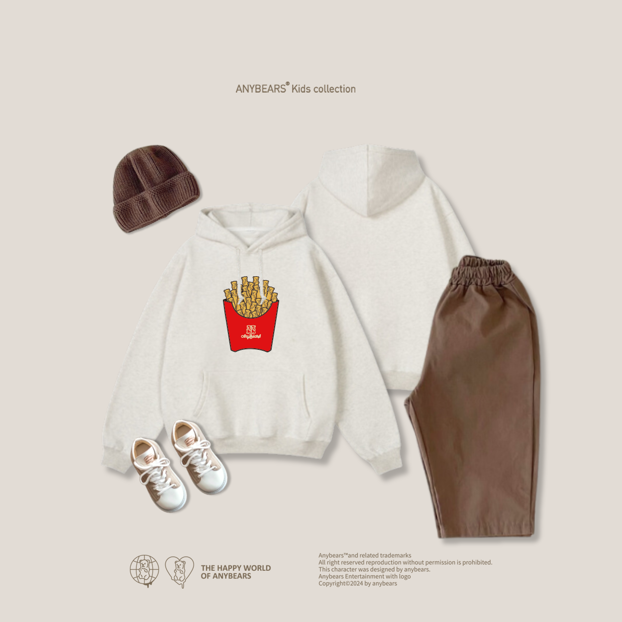 ANYBEARS® Kids Hoodie  French fries BEAR 薯條熊兒童帽T