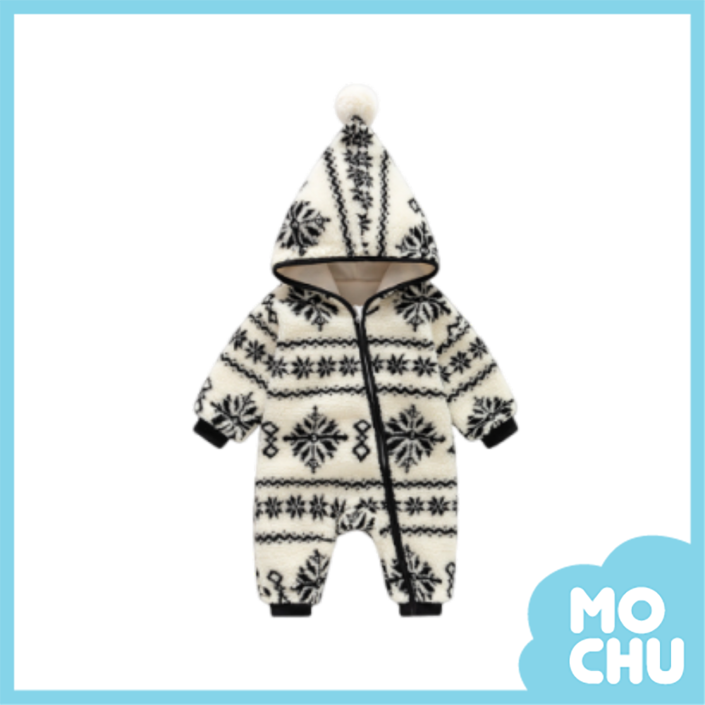 雪花加絨連帽連身衣(二色)