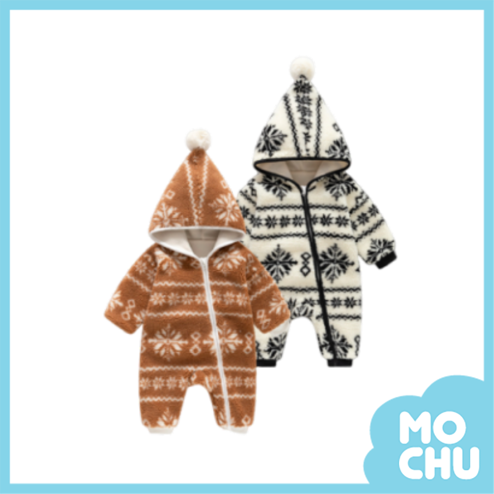 雪花加絨連帽連身衣(二色)