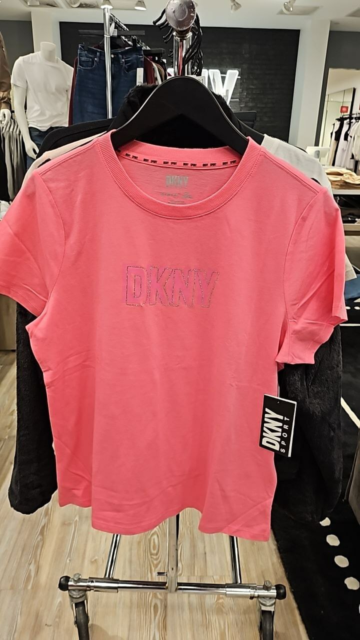 [S] DKNY BAWELNIANY T-SHIRT,AZALEA, DP4T9672-AZL (SD1104)