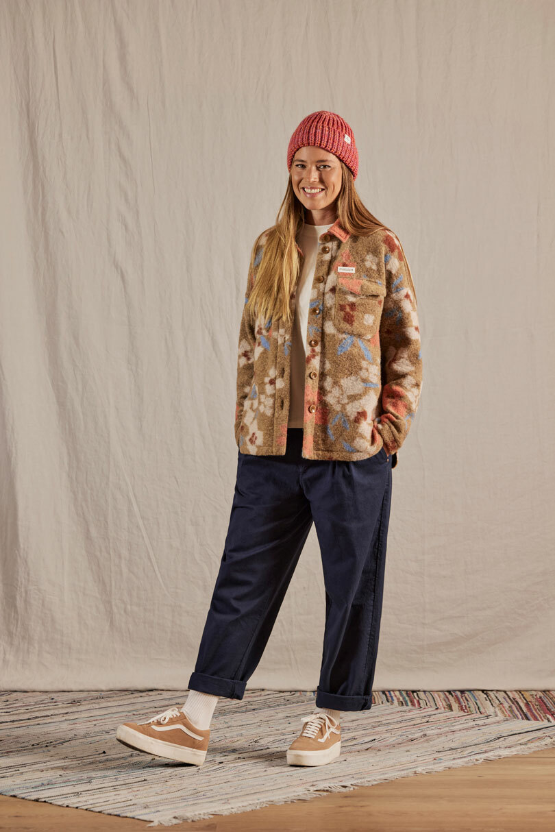 【MALOJA】女羊毛緹花排釦外套 / 24MA38435 - [卡其花]