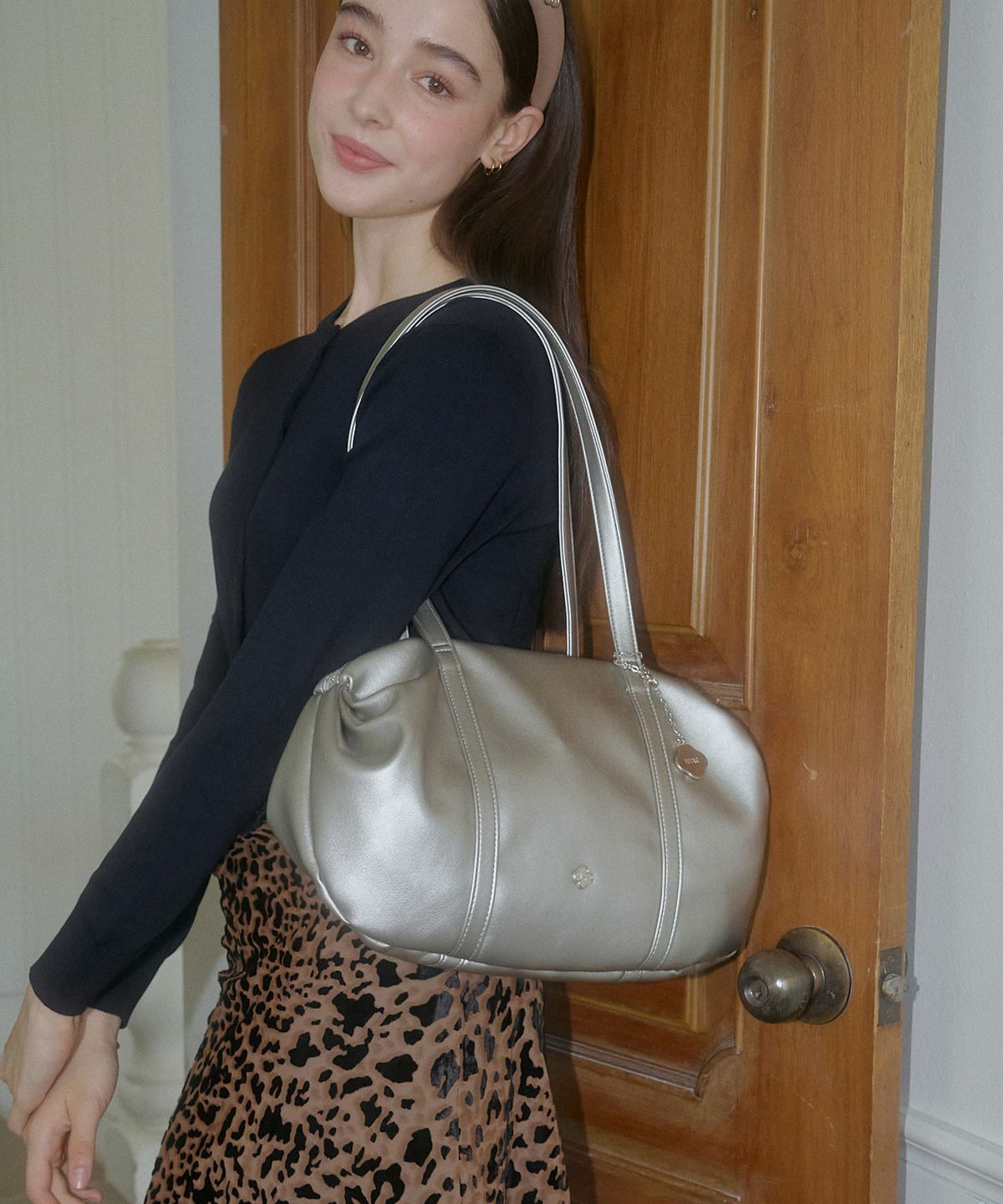 HEEARI Aurora Shirring Leather Duffle Bag