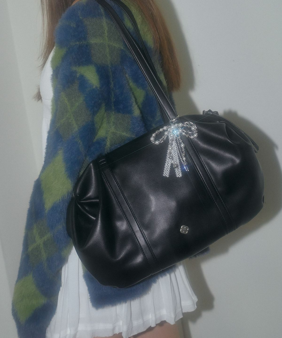 HEEARI Aurora Shirring Leather Duffle Bag