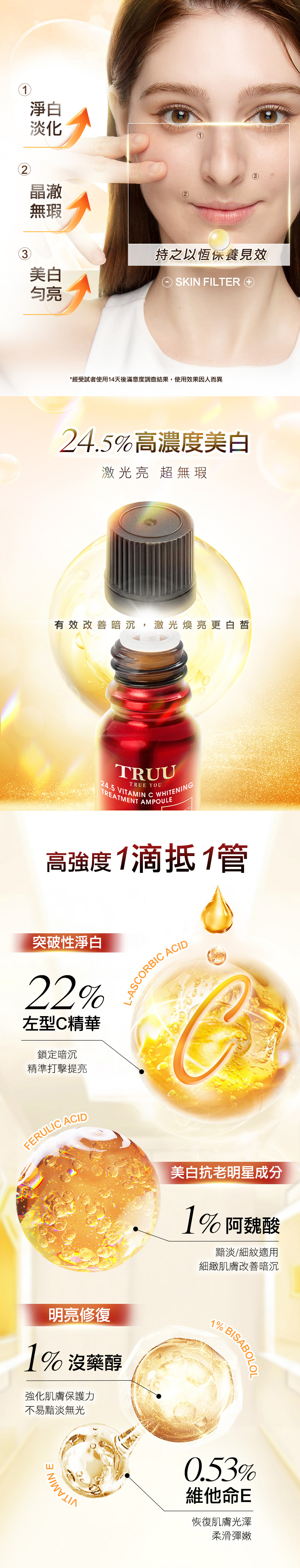 TRUU 24.5強效左型C美白安瓶 3G隨身瓶【暗沉特攻隊】
