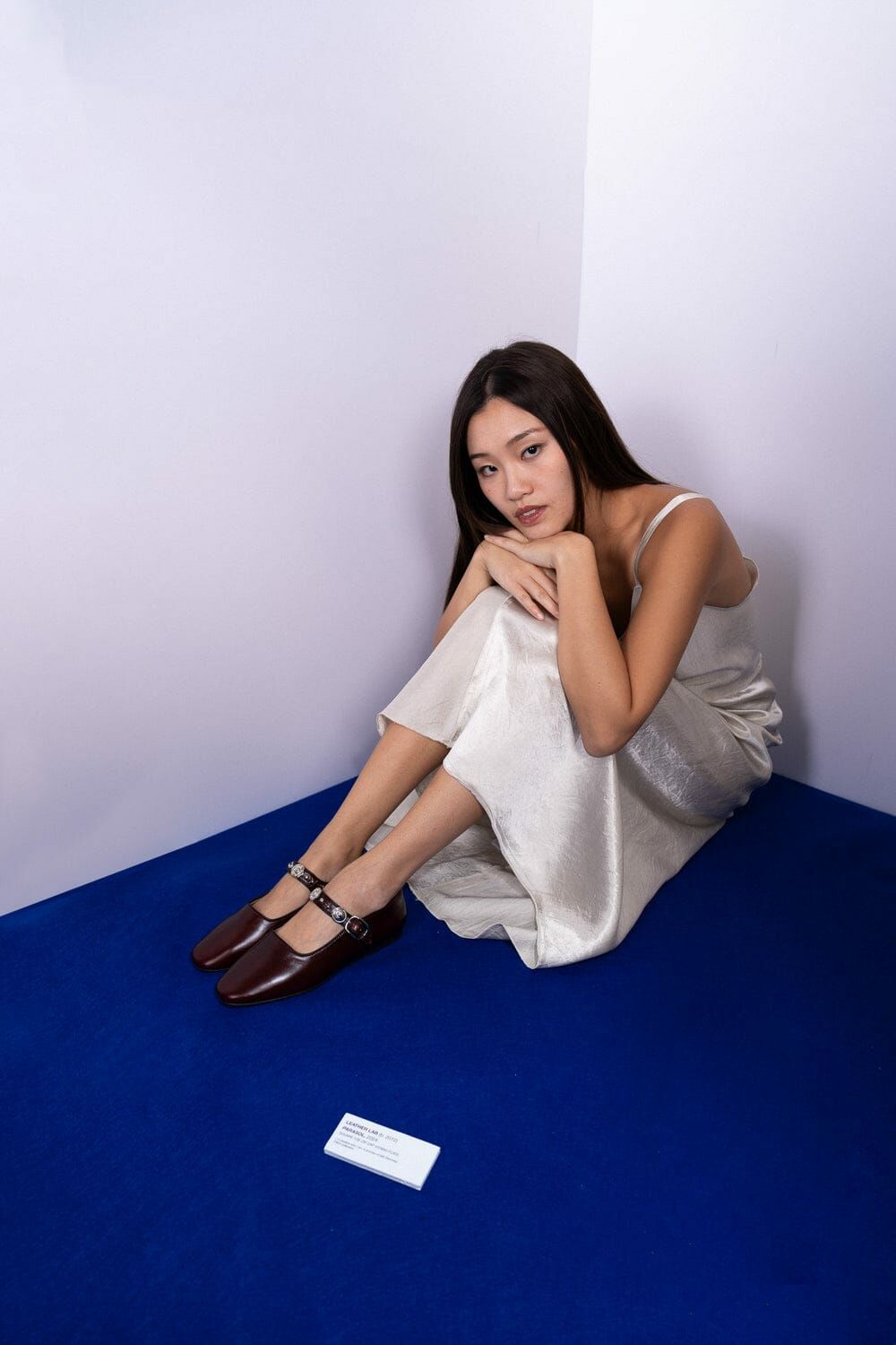 LB #626 Bergeres 𖦞 Almond Stud-Embellished Mary Jane  - BURGUNDY / 37