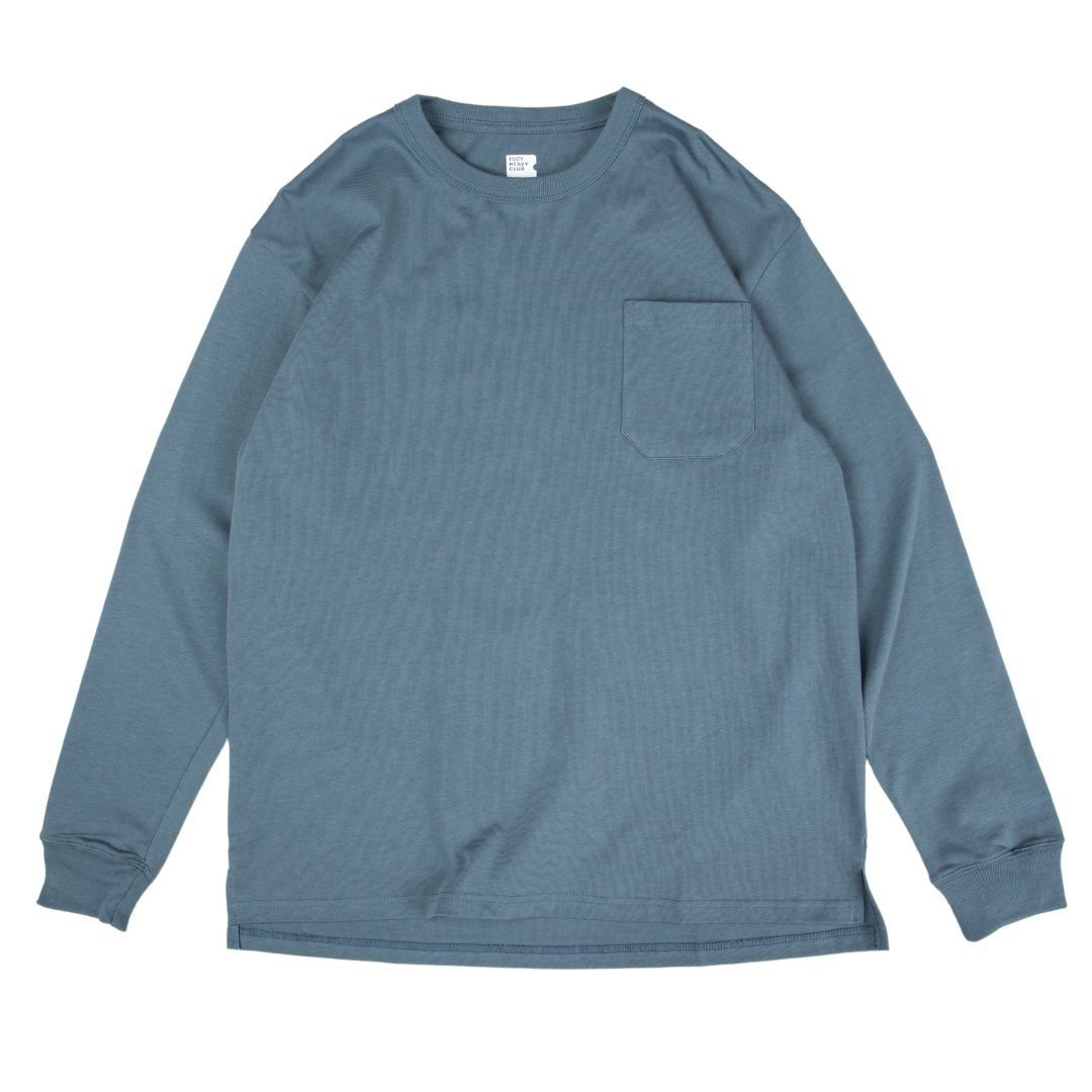 SALE- 重磅不激凸！寬版 長袖 素T 口袋 長T MIT台灣製 【 FUZY MADE 】- H05