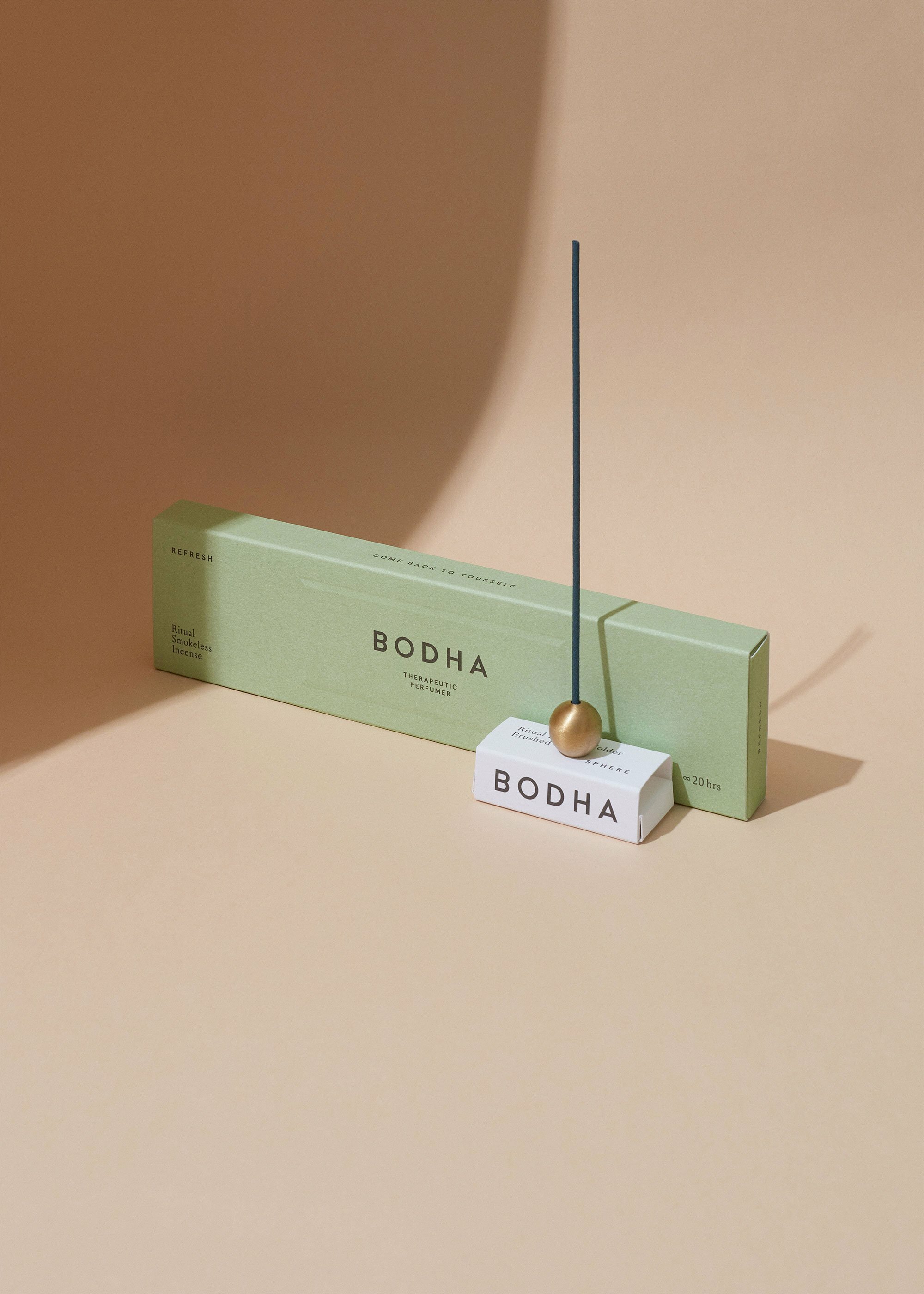 BODHA 香座＿黃銅刷紋＿球型