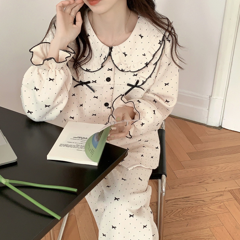 《5191》甜美蝴蝶結印花家居睡衣