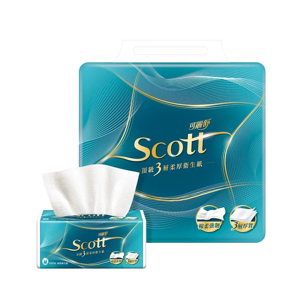 【可麗舒】3層柔厚抽取衛生紙100抽X10包 (6串/箱裝)