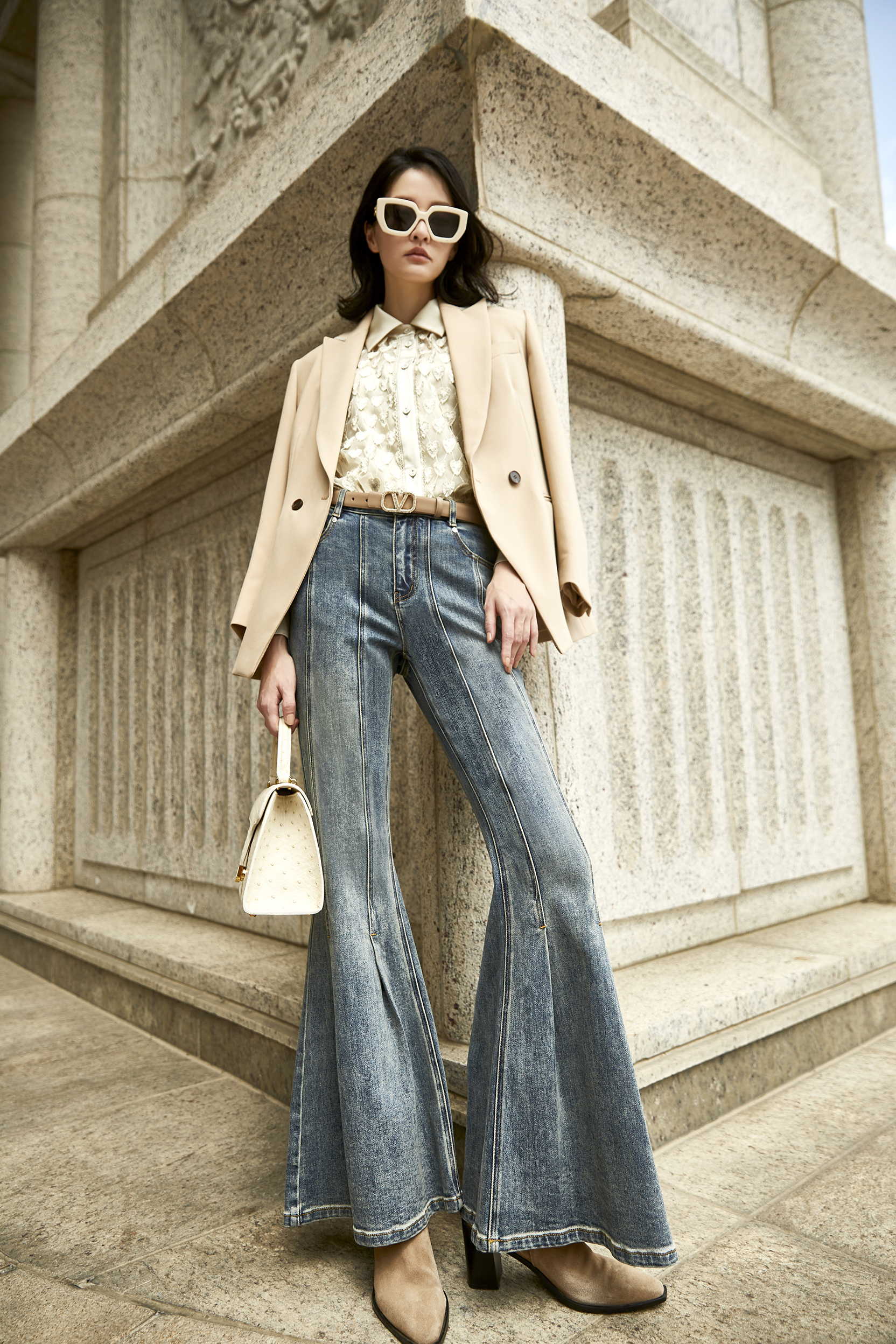 BD15036A1 時光之旅流蘇愛心刺繡泡袖襯衫