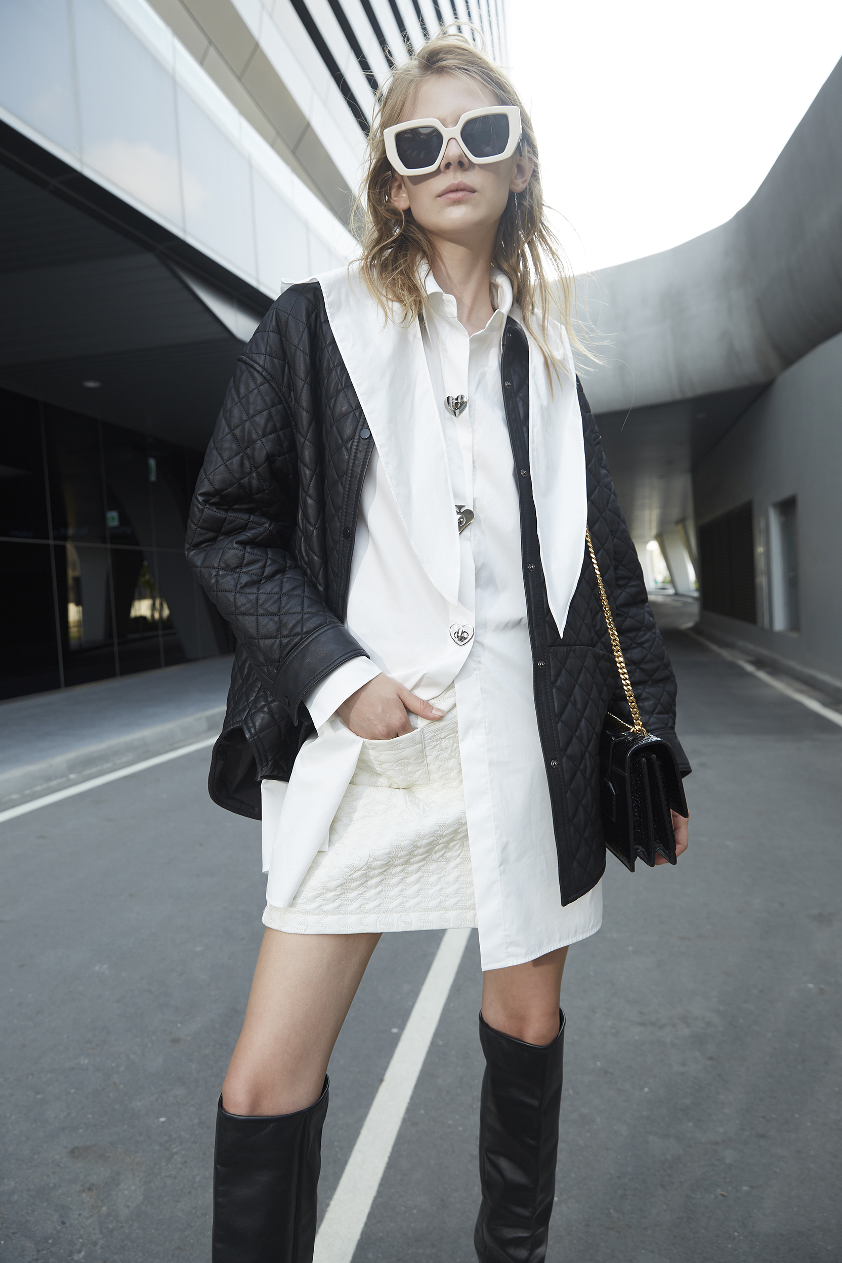 BD15015A1 新優雅披巾長版襯衫洋 (2色)