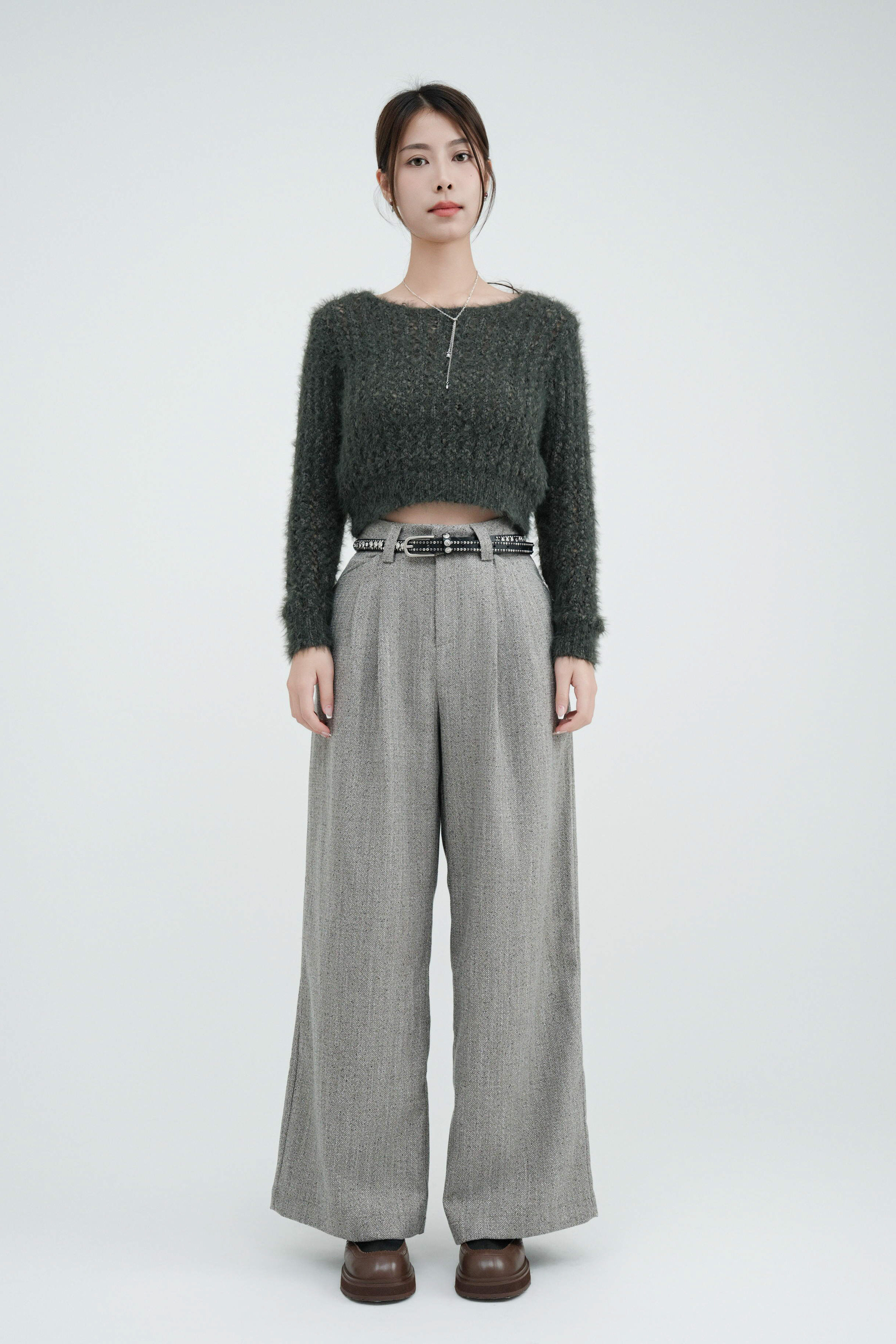 混毛毛線短冷衫  (*現貨款式）