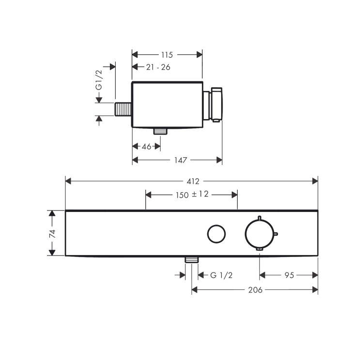 hansgrohe Pulsify ShowerTablet Select 24360, -000 shower thermostat 400 for exposed installation - GA Approval