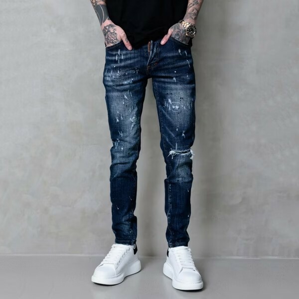 FABULOUS 蔚藍海岸深藍色潑漆牛仔褲 G302