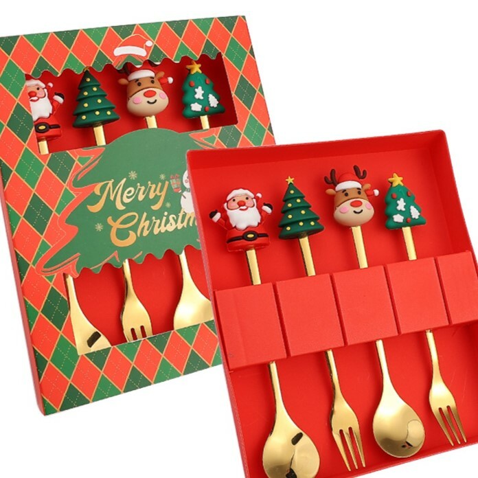 《3174》聖誕系列金色餐具禮盒組(一組4入)
