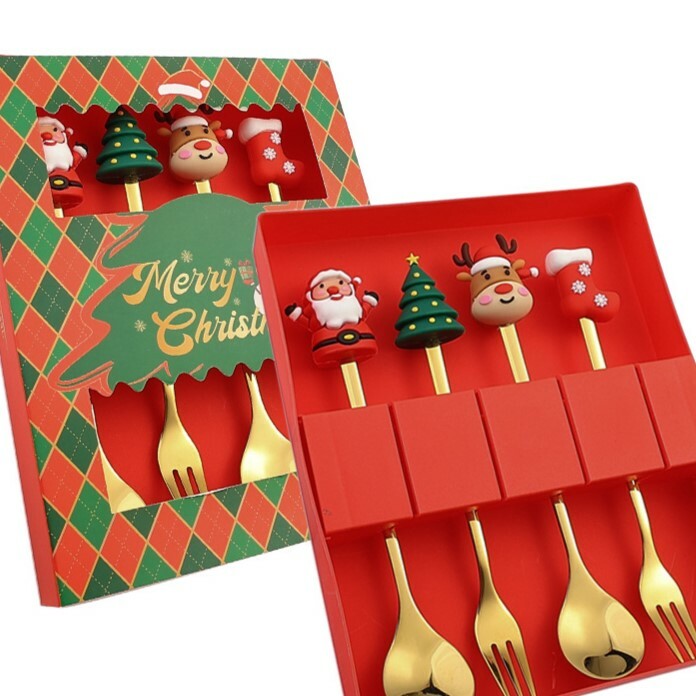 《3174》聖誕系列金色餐具禮盒組(一組4入)