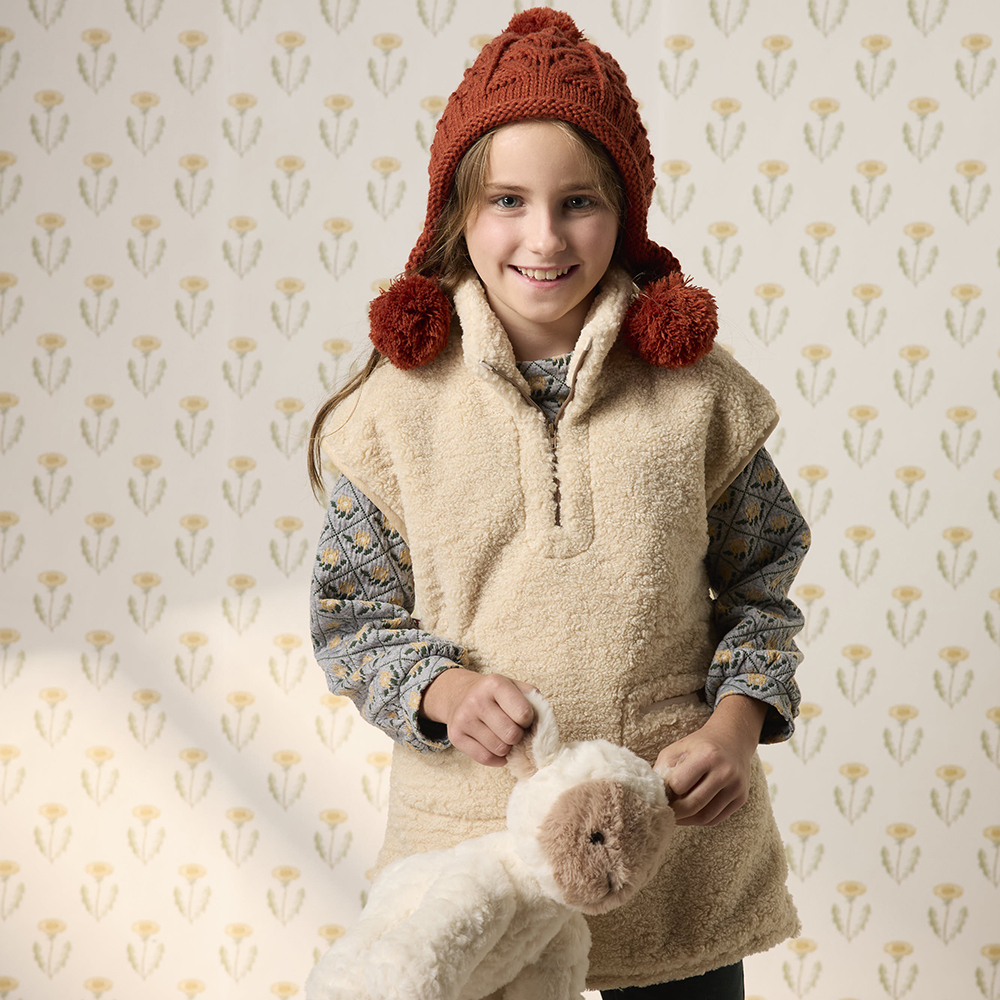 PIPPY氣質森林系小立領腰身抽繩暖暖無袖背心 卡其