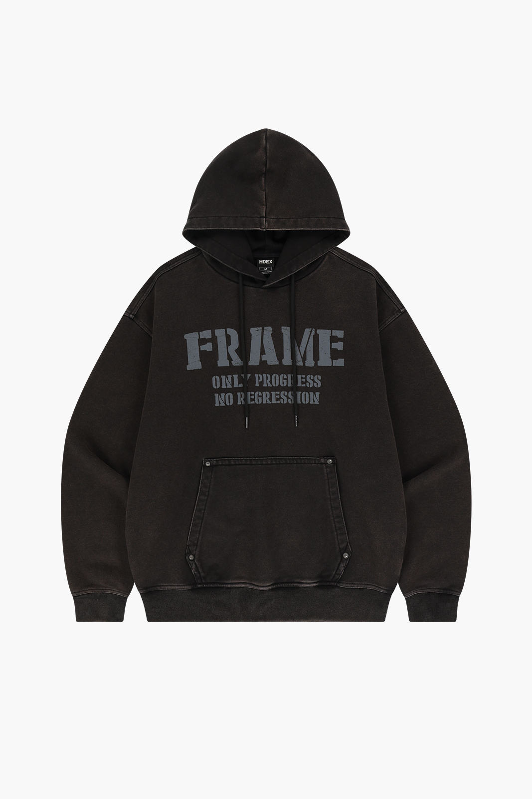 【HDEX】 Faded Washed Frame Hoodie / 追跡付 HDEX Faded Washed Frame Hoodie - BLACK