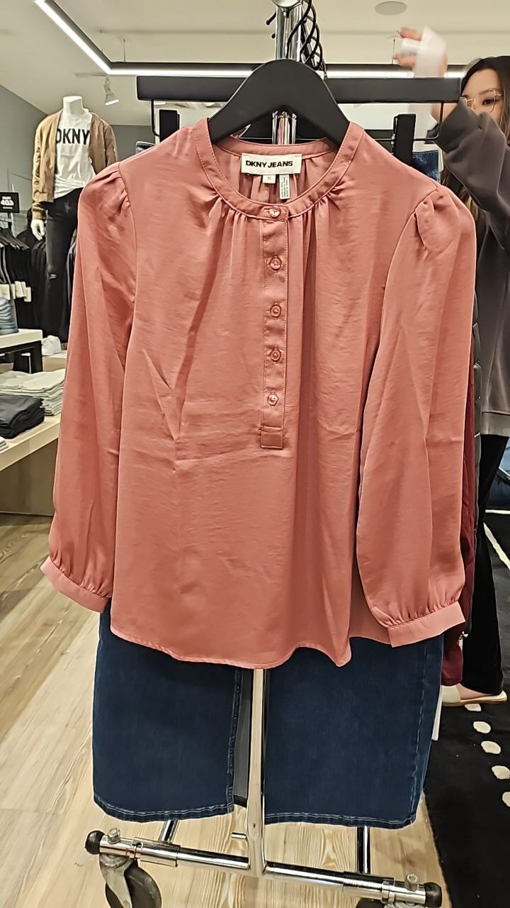 [S] DKNY JEWEL NECKLINE BUTTON HENLEY,MESA ROSE, DJ4W2013-IRM (SD1114)