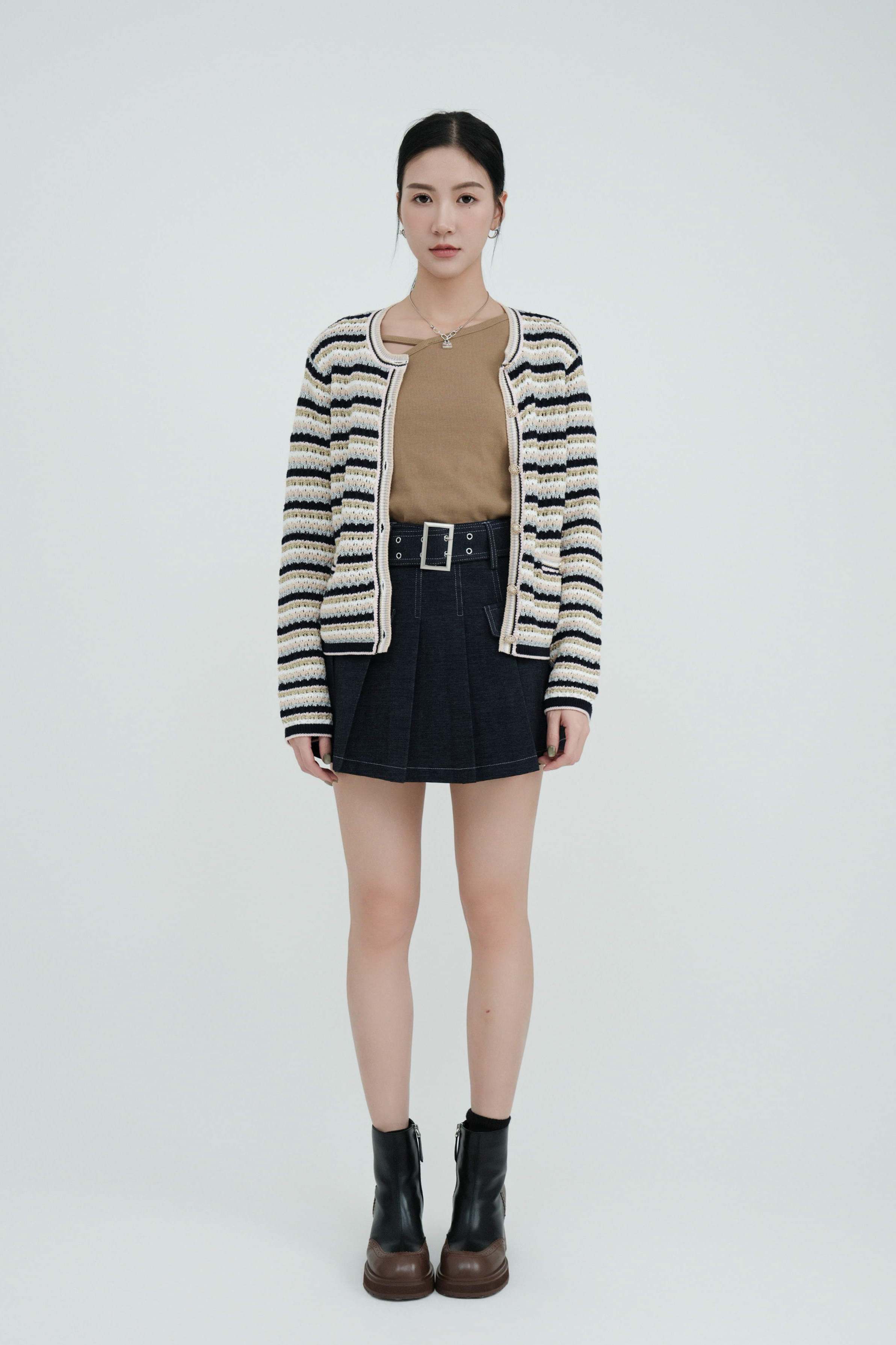 混金銀彩間針織cardigan (現貨款式）