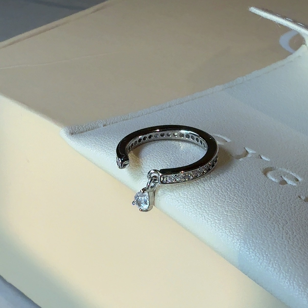 silver高級浪漫水滴鑽墜”活圍開口戒/尾戒/現貨1