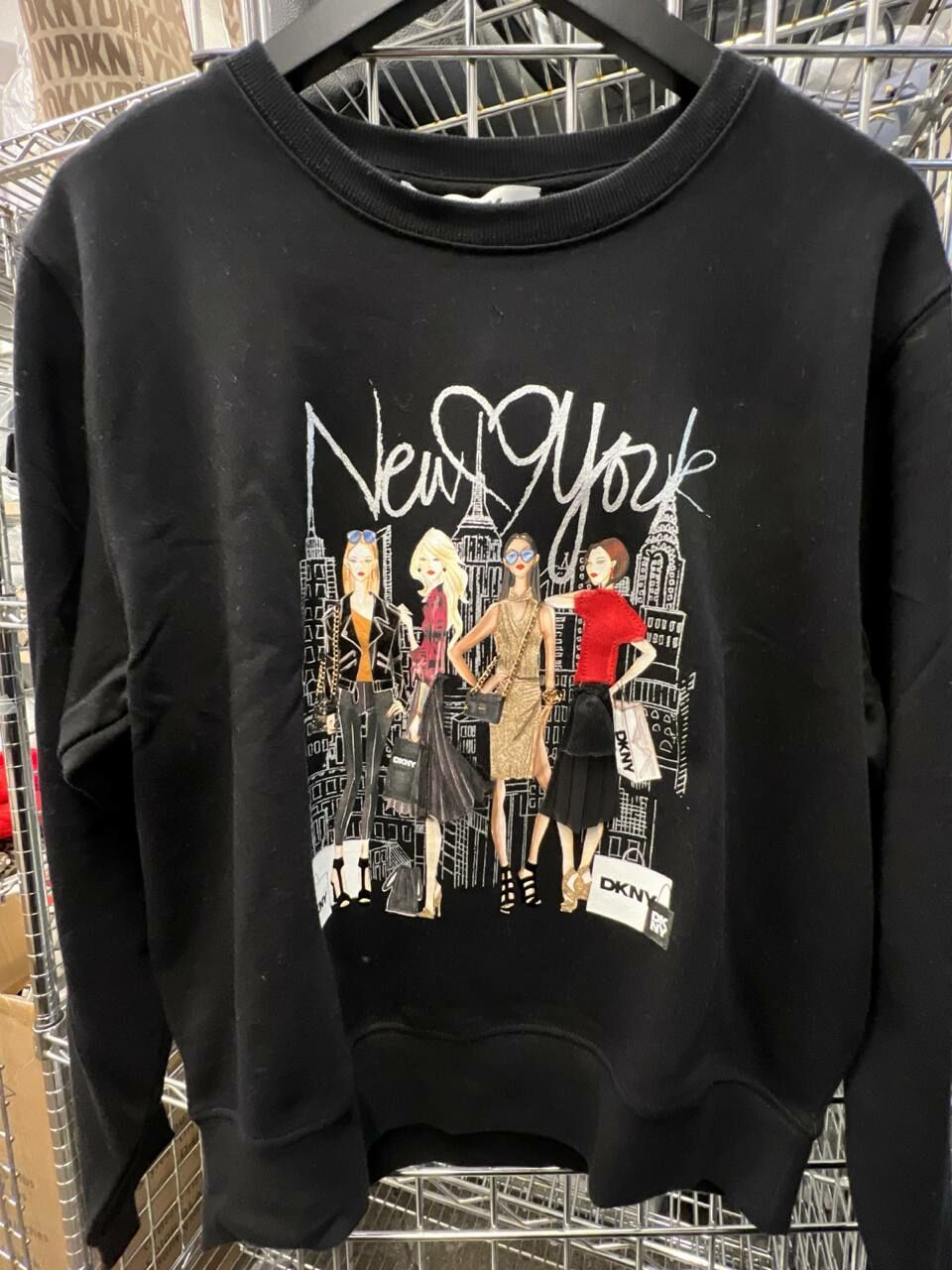 [S] DKNY LONGSLEEVE NY PRINTED DESIGN,BLACK, P4MHSSID-BLK (SD1116)
