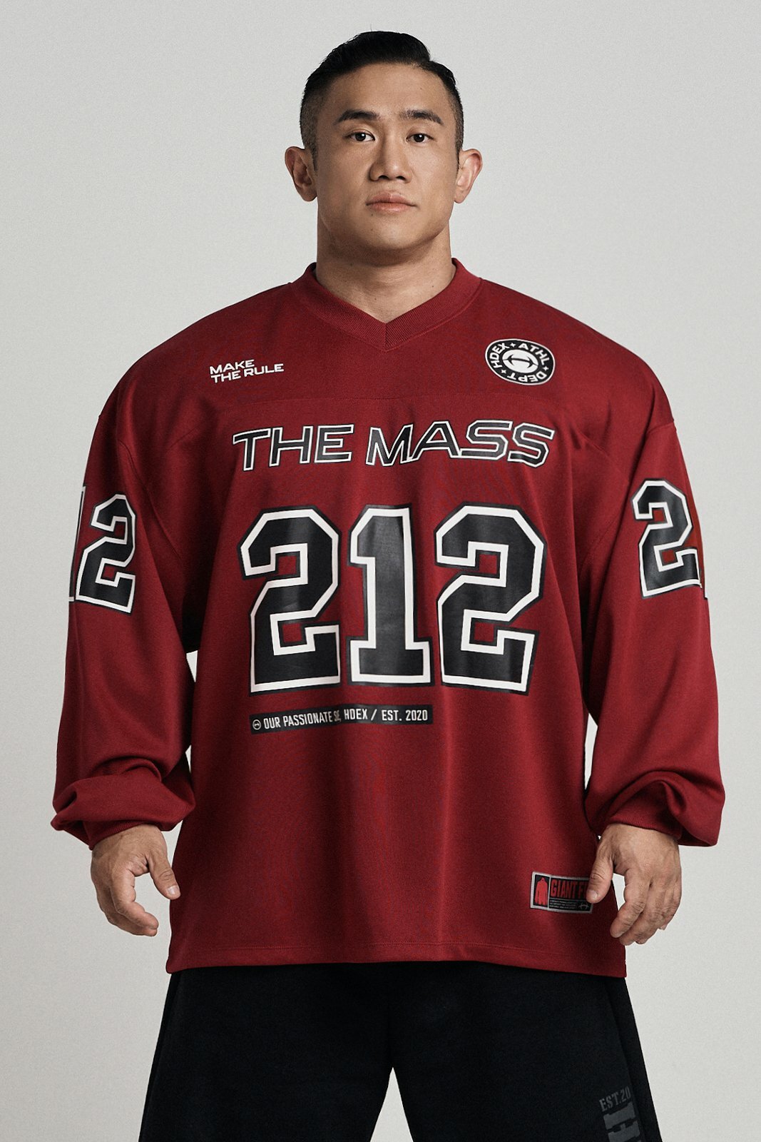 HDEX The Mass 212 Giant Fit Rugby Jersey Long Sleeve - RED
