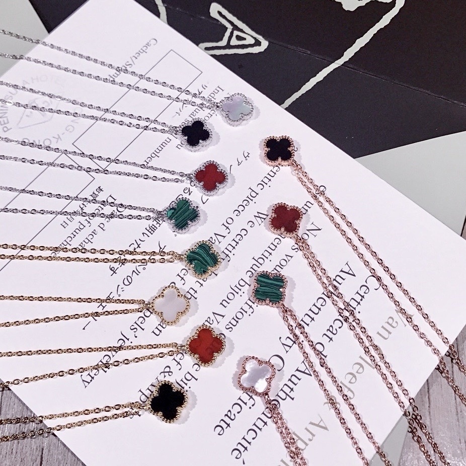 18k mini白母貝/瑪瑙四葉草”高奢定製項鍊