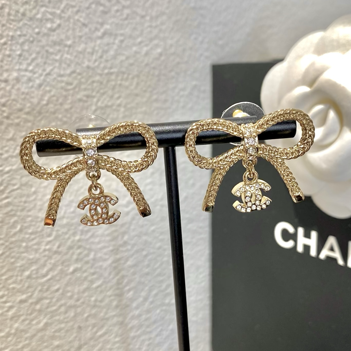 18k香奶奶24k”小雙c米金蝴蝶高奢定製耳釘墜