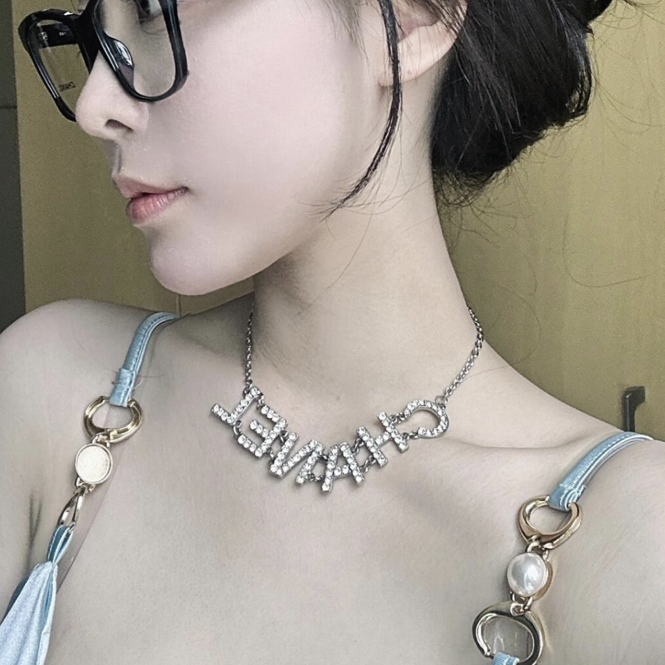 18k香奶奶”銀鑽大logo雙鏈條高奢定製項鍊