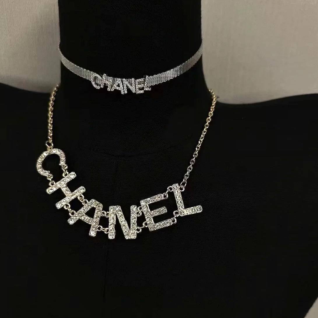 18k香奶奶”銀鑽大logo雙鏈條高奢定製項鍊