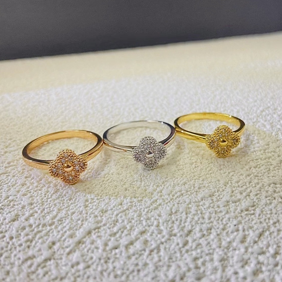 18k mini滿天星四葉草激光水鑽”高奢定製戒