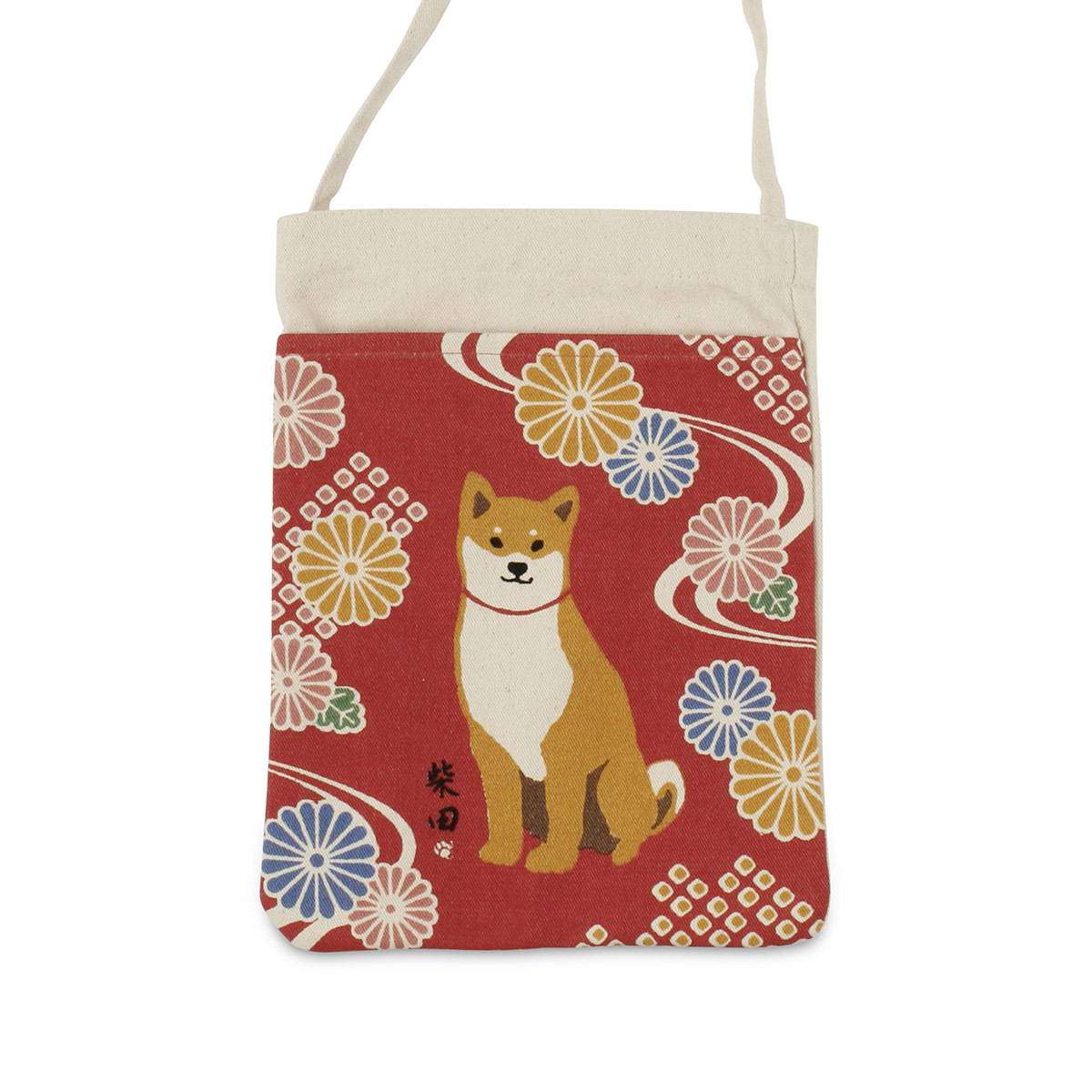 日本 FRIENDS HILL 柴犬 斜揹小布袋 -紅色 (24 x 17.5cm) -877689