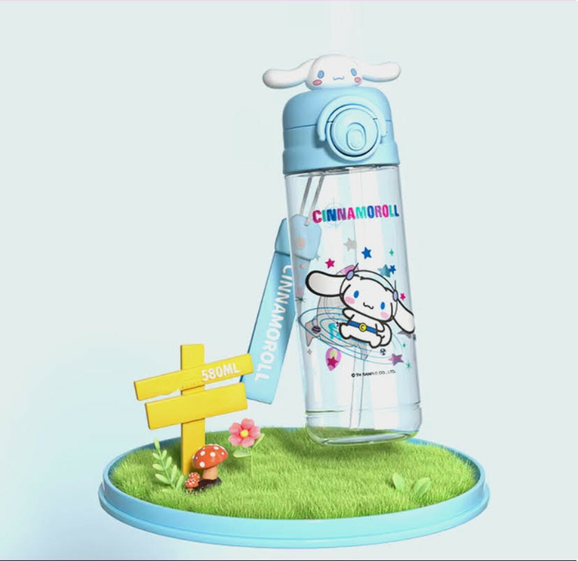 玉桂狗 | 3D 便攜式吸管水樽| 兩段開合式(580ml)