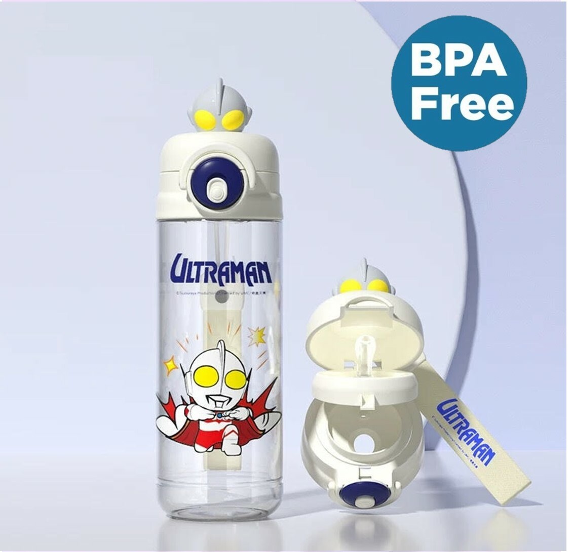 咸蛋超人| 3D 便攜式吸管水樽| 兩段開合式(580ml)