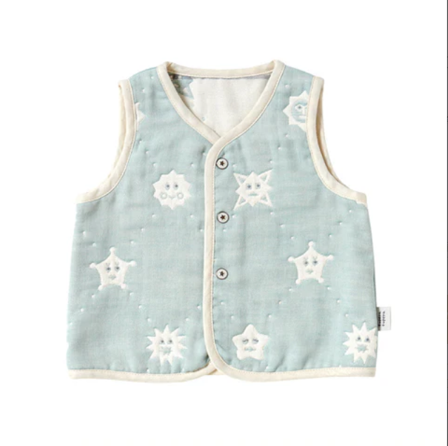 日本製 10MOIS tupera tupera 六層紗前扣背心 (約0-3歲）