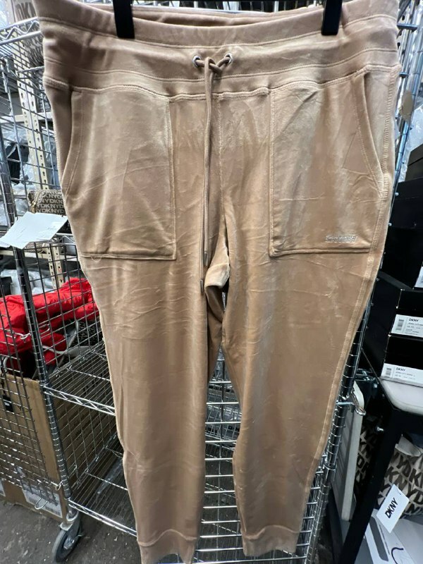 [S] DKNY PLATINUM VELOUR RHINESTONE LOGO JOGGER,PRALINE, DP4P3557-EIZ [FINAL SALE] (SD1130)