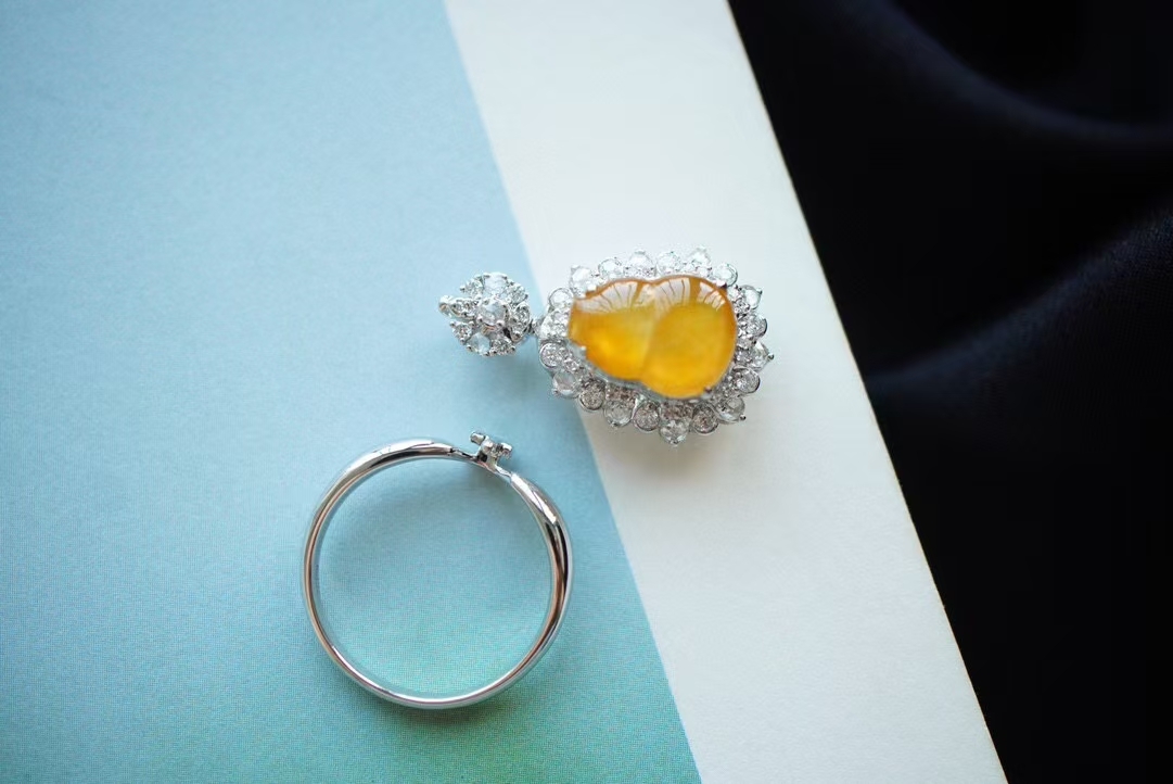 119817 冰種黃翡葫蘆戒指吊墜兩用款