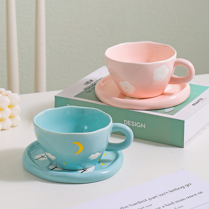 《5196》手繪陶瓷花朵咖啡杯&馬克杯