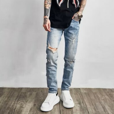 FABULOUS 魅影水洗藍破洞牛仔褲 G310