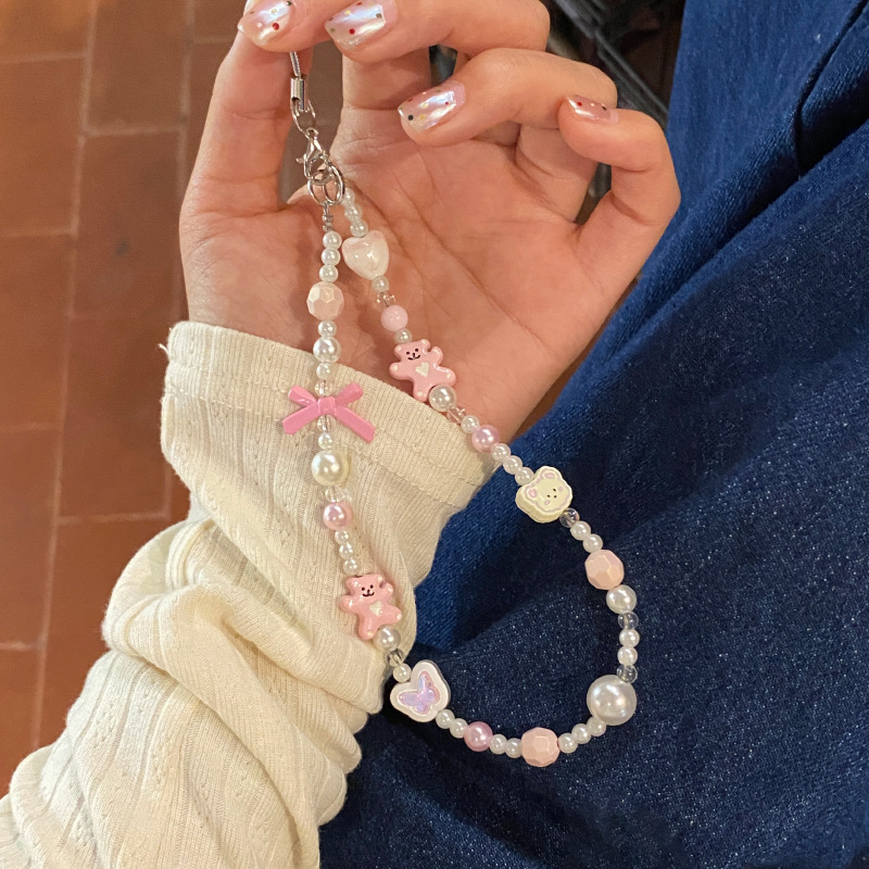 《5197》可愛粉紅卡通小熊手機鏈