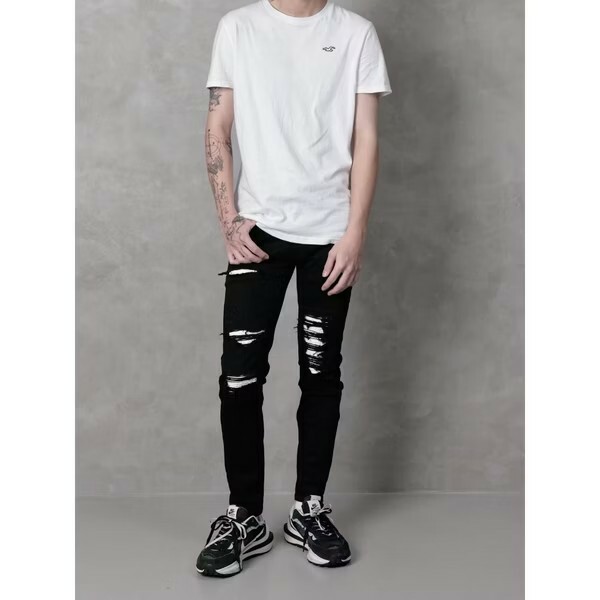 FABULOUS 熊貓黑色補丁牛仔褲 G308