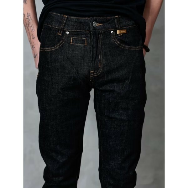 FABULOUS 黑夜征服者素面車線黑色牛仔褲 G315