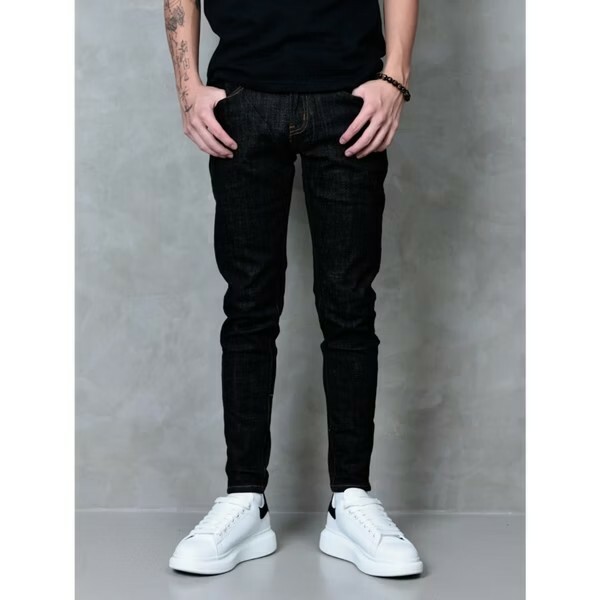 FABULOUS 黑夜征服者素面車線黑色牛仔褲 G315