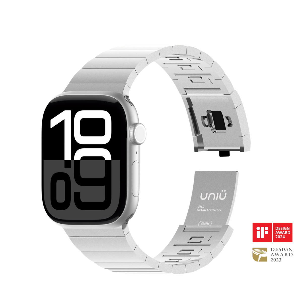 台灣 UNIU Click 磁吸快扣錶帶 不鏽鋼銀色- Apple Watch 42 | 44 | 45 | 46|  49