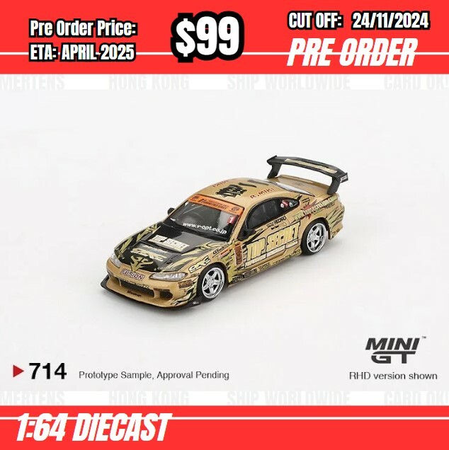 PO-$99  * Mini GT * 1:64 #714 Nissan Silvia (S15)  Top Secret D1GP RHD [OD12/11]