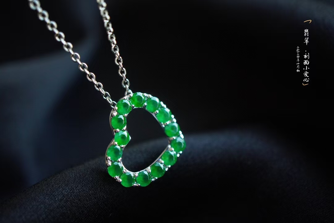 翡翠心形吊墜,天然翡翠A玉, 緬甸玉, Jade, Jadeite