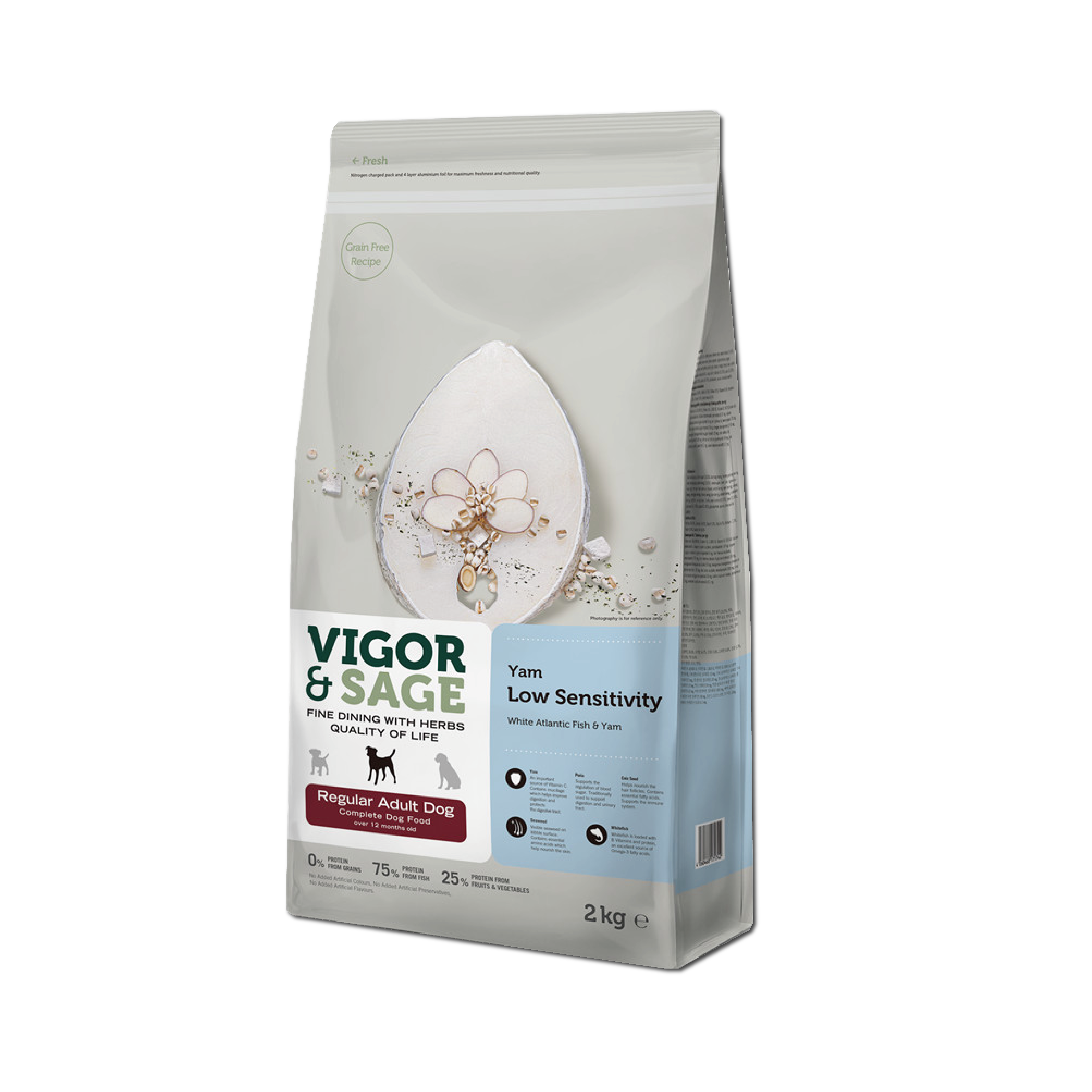Vigor & Sage 山藥 亞特蘭提斯白魚低敏健脾成犬糧 2kg