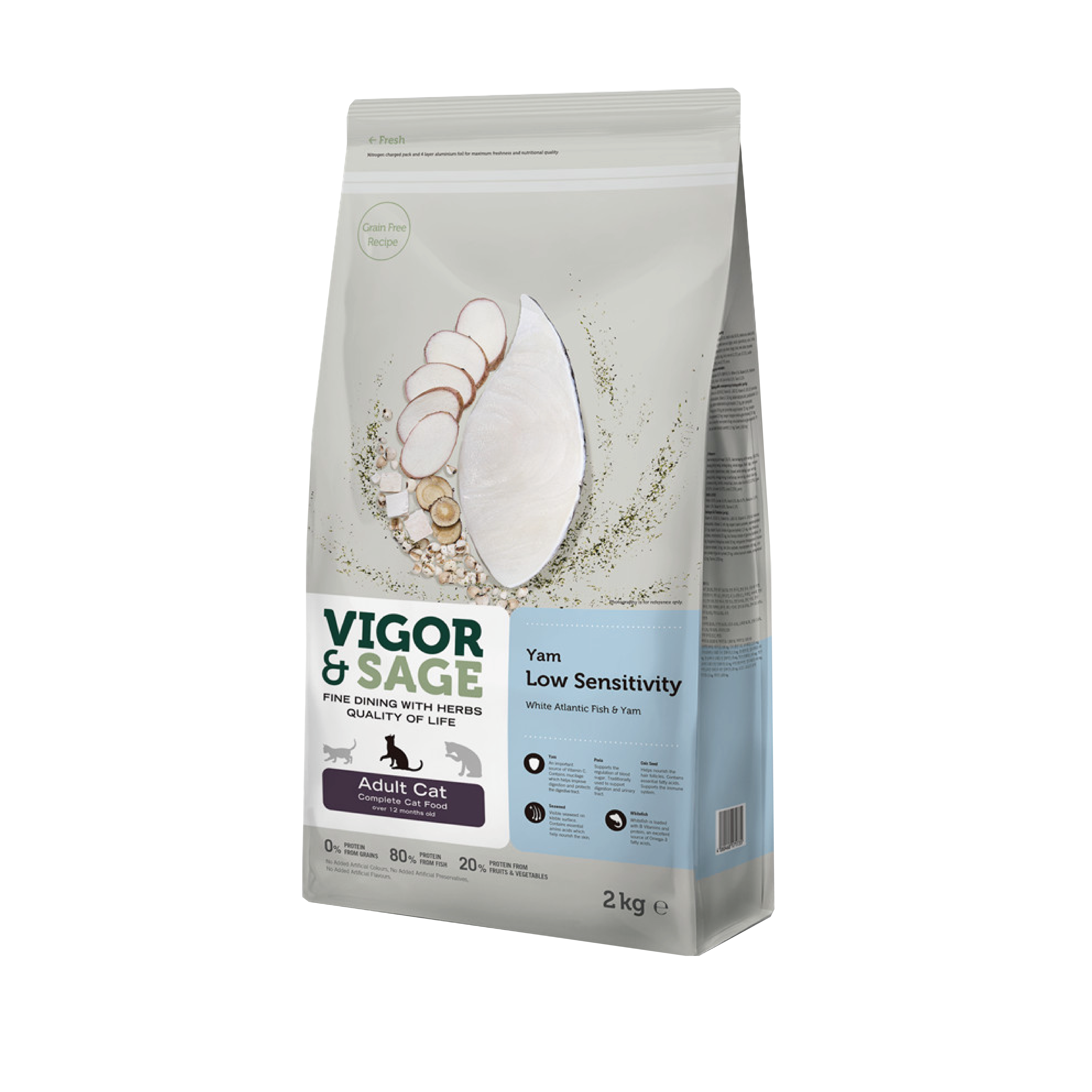 Vigor & Sage山藥 亞特蘭提斯白魚低敏健脾成貓糧 2kg