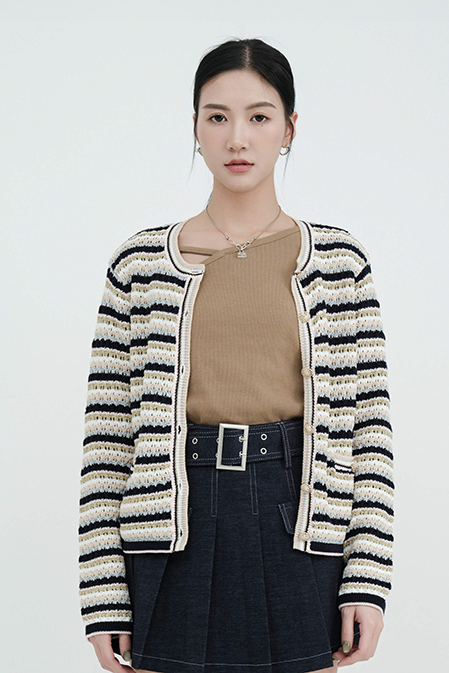 混金銀彩間針織cardigan (現貨款式）